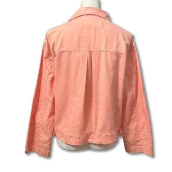 Treasure & Bond Jeans Jacket Waist Length Chest Pockets Lightweight Coral S NWOT - Picture 5 of 9